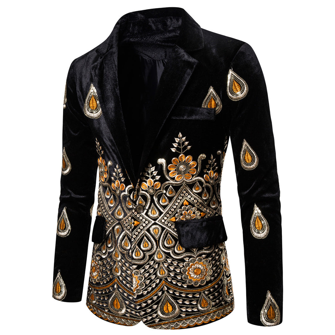 Mænd Broderet Velour Blazer Stilla
