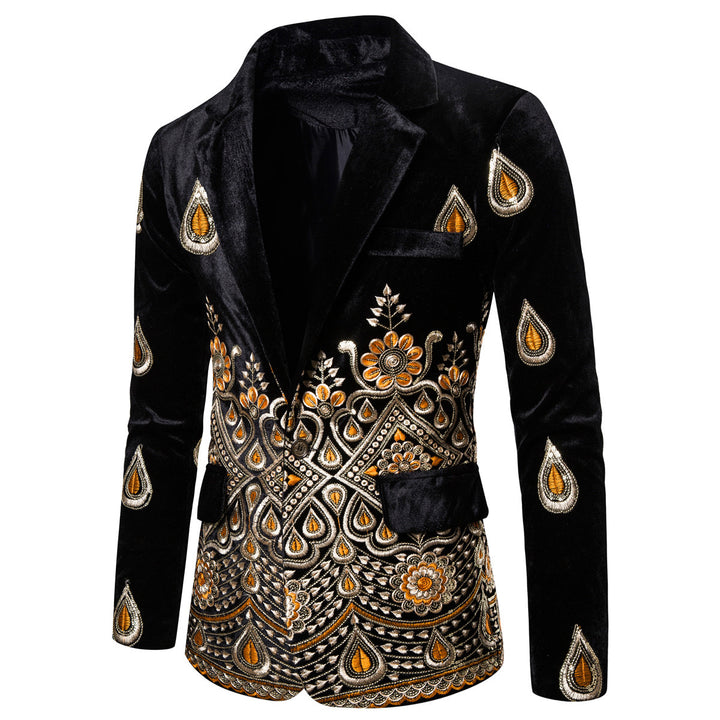 Mænd Broderet Velour Blazer Stilla