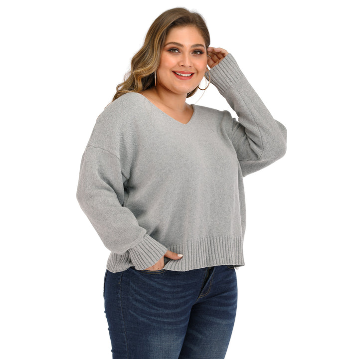 Dame afslappet sweater med dropped shoulders og V-udskæring Stilla