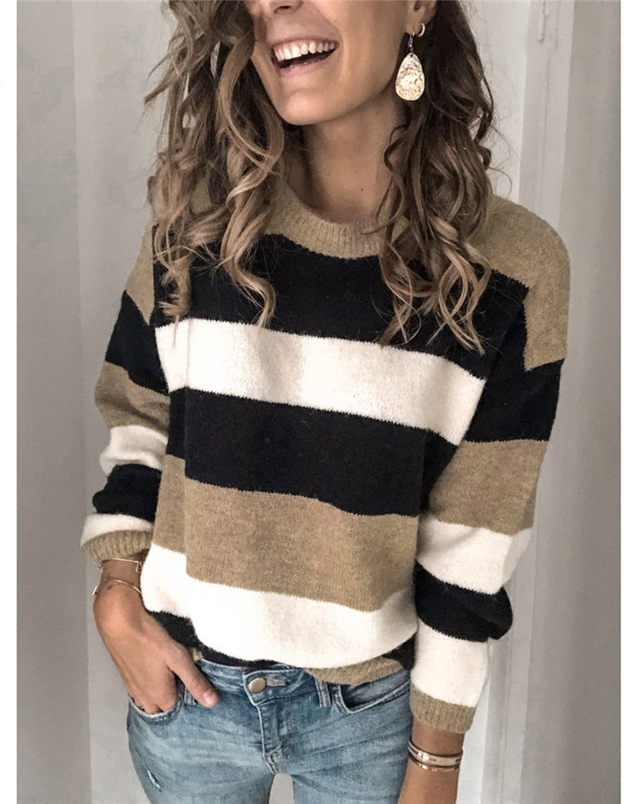Dame stribet pullover med elegant snit og høj bærekomfort Stilla