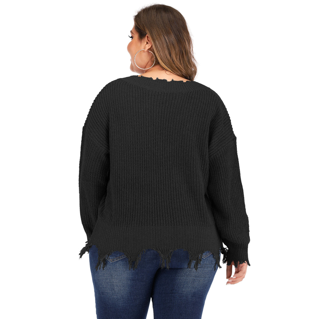 Dame afslappet strikpullover med asymmetrisk kant og åben skuldersektion Stilla