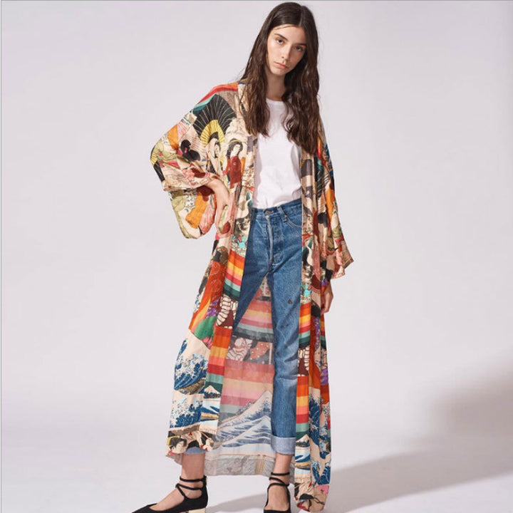 Dame Kimono-robe med fortryllende, kunstnerisk design og afslappet snit Stilla