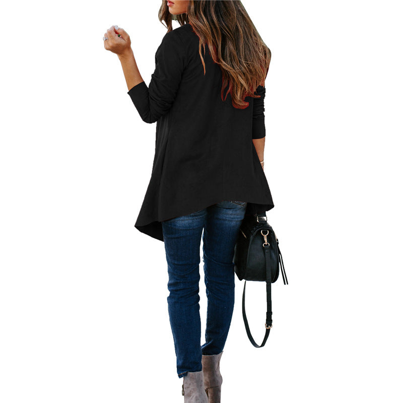 Dame Løs Langærmet Cardigan med asymmetrisk Snit Stilla