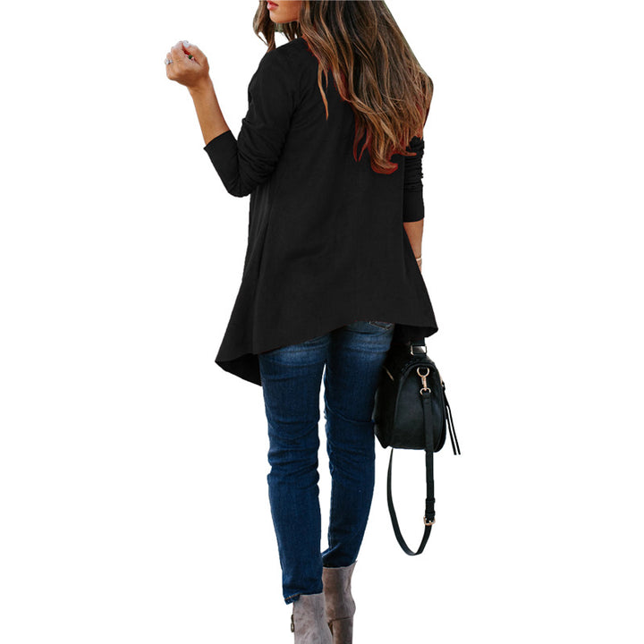 Dame Løs Langærmet Cardigan med asymmetrisk Snit Stilla