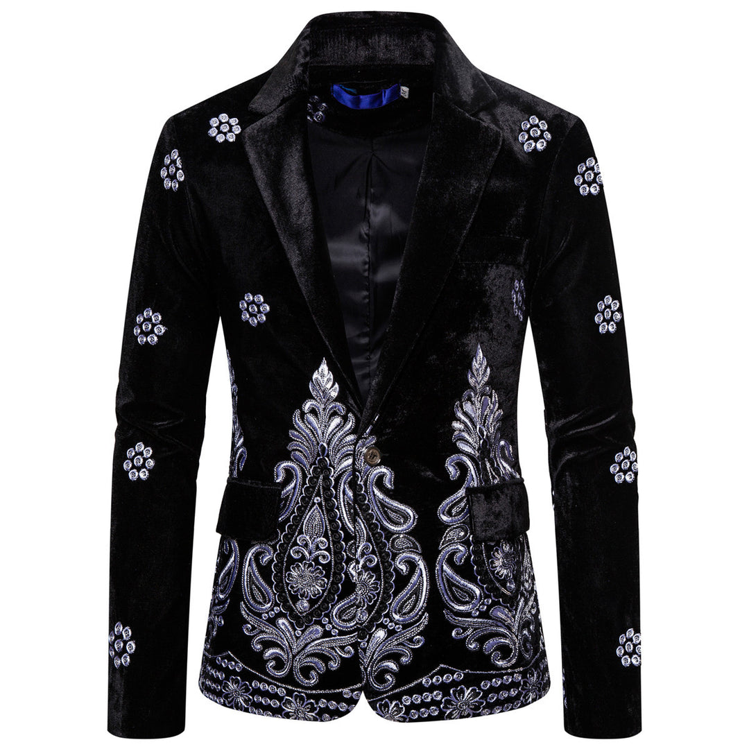 Herrer Elegant Fløjl Broderet Blazer Stilla