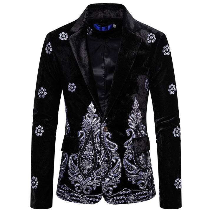 Herrer Elegant Fløjl Broderet Blazer Stilla