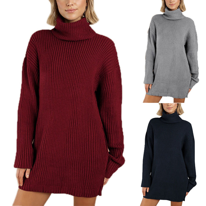 Kvinders strikket sweater med høj krave i oversized stil Stilla