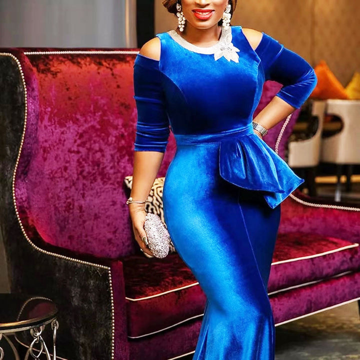 Dame Peplum Aftenkjole med kold skulderdesign og elegant udskæring Stilla