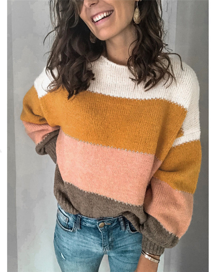 Dame afslappet sweater med blokstriber og bred pasform Stilla