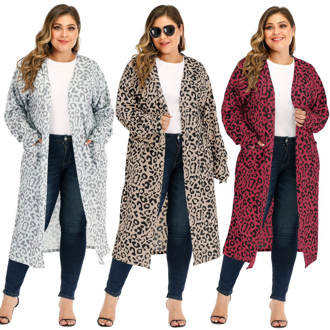Dame lang Kimono med moderigtigt leopardmønster Stilla