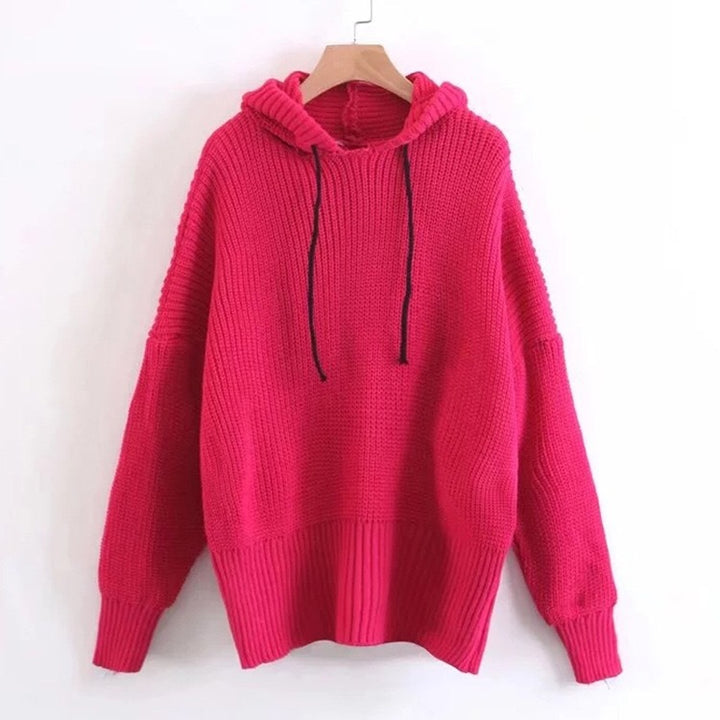 Kvinder Oversized Strik Sweater med Hætte Stilla