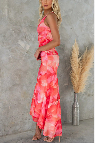 Stilla | Lang Glamourkjole Med Blomsterprint