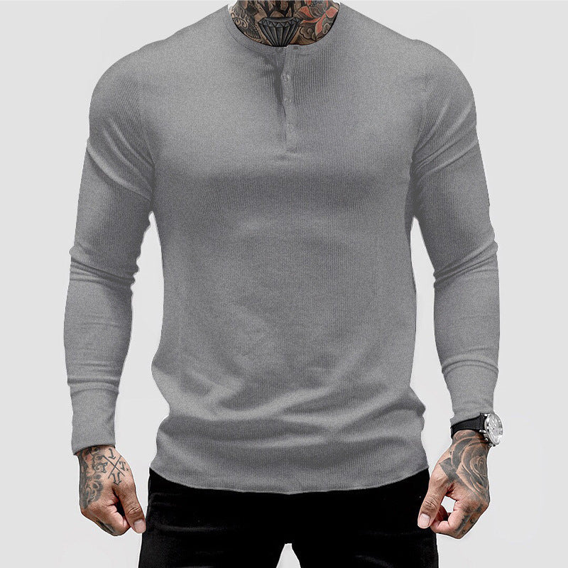 Herrer Langærmet Henley-shirt i åndbart bomuldsblanding Stilla