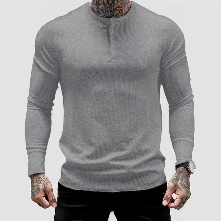 Herrer Langærmet Henley-shirt i åndbart bomuldsblanding Stilla