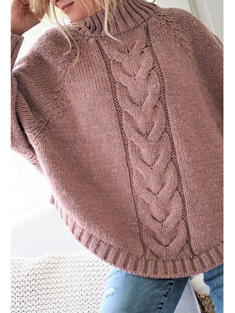 Kvinder chunky strik sweater med dyb turtleneck og sofistikeret kabelmønster Stilla