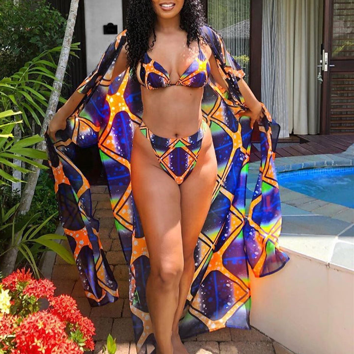 Dame Bikiniset med let Cover-Up og moderne geometrisk design Skovae
