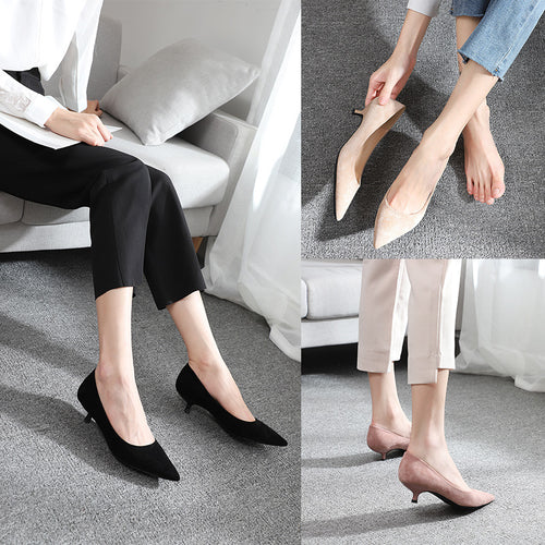 Kvinder Elegante Spidse Tå Kattehæl-Pumps Stilla