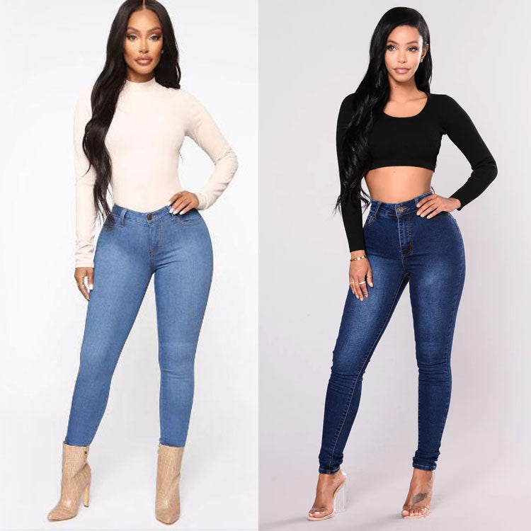 Dame figursytende skinny jeans med høj talje og komfortabel stræk Stilla