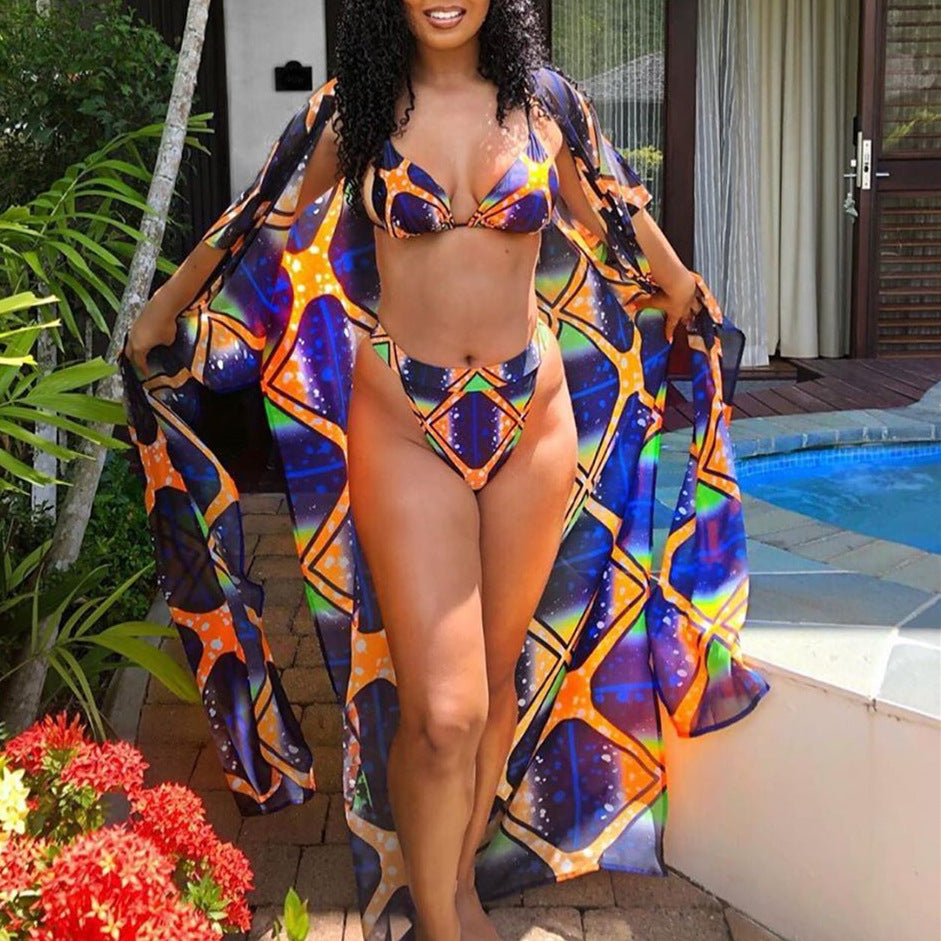 Damer Bikini-sæt med transparent Kaftan-overlay Stilla