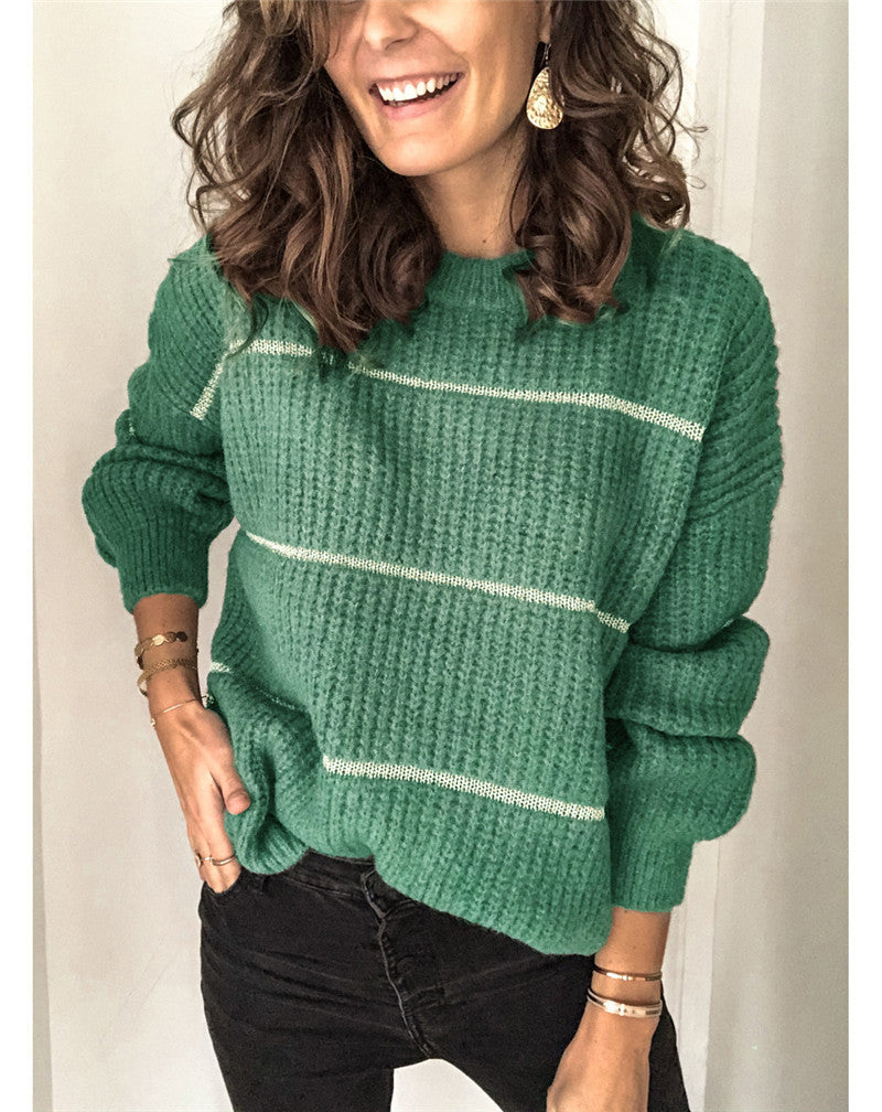 Dame Grovstrik pullover med metallic-striber Stilla