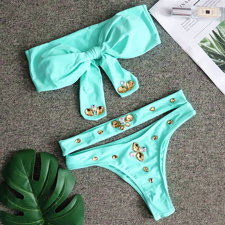 Dame Elegant Bandeau Bikini Sæt Stilla