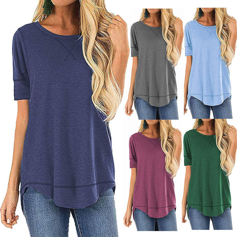 Dame afslappet oversized T-shirt med fashionable ærmedetaljer Stilla