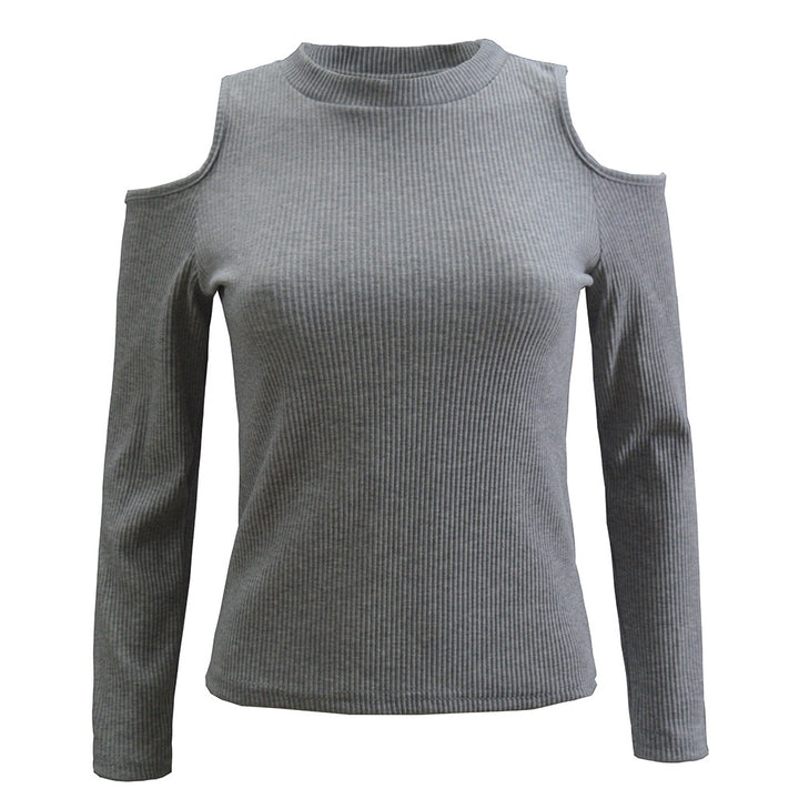 Kvindernes off-the-shoulder sweater med lange ærmer i fin ribstrik Skovae