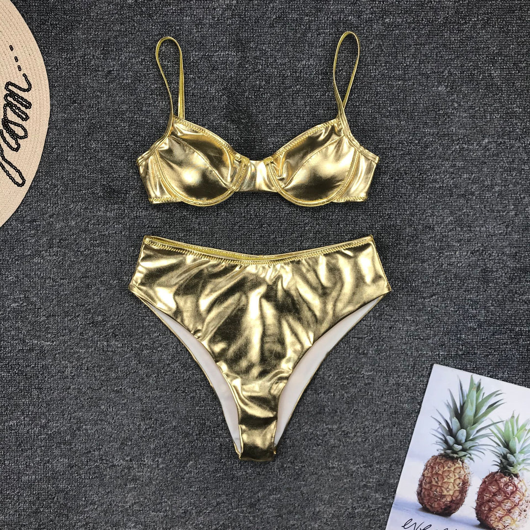 Dame Højt skåret Glimmer-Bikini Stilla