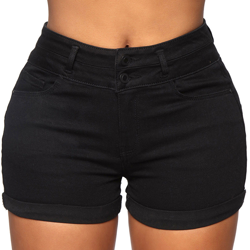 Dame High-Waist Shorts med ombukket kant og elastisk linning Stilla