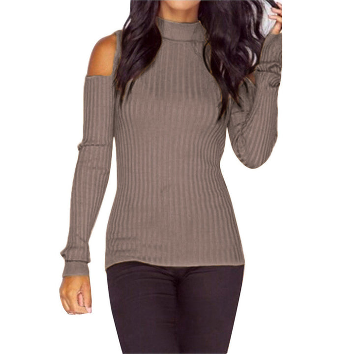 Kvindernes off-the-shoulder sweater med lange ærmer i fin ribstrik Skovae