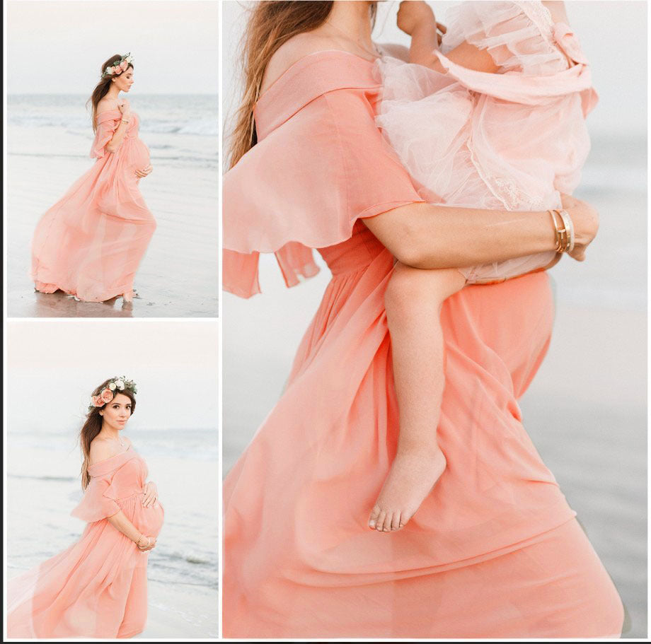 Dame Flydende Off-Shoulder Graviditetskjole Stilla