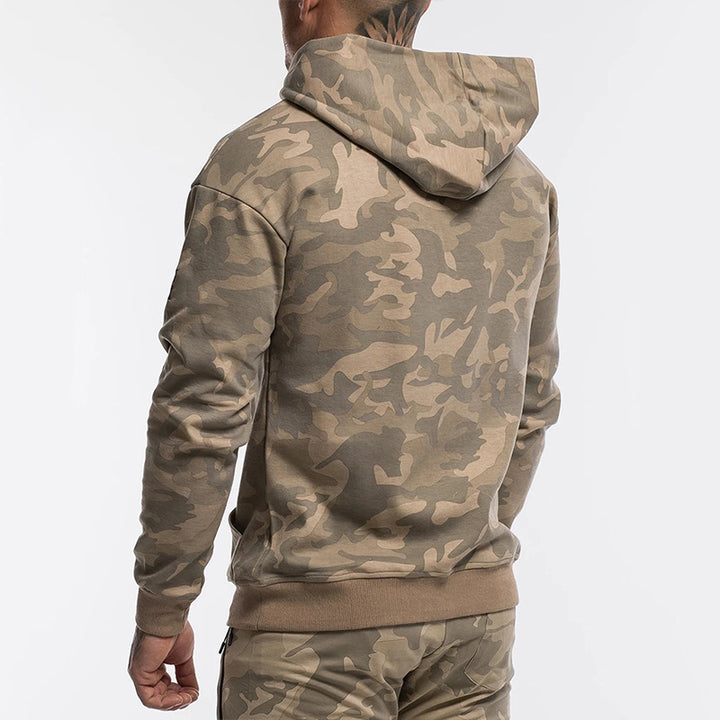 Herrer Camo Hættetrøje i høj kvalitets sweatstof med praktisk kængurulomme Stilla