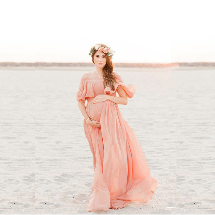 Dame Flydende Off-Shoulder Graviditetskjole Stilla