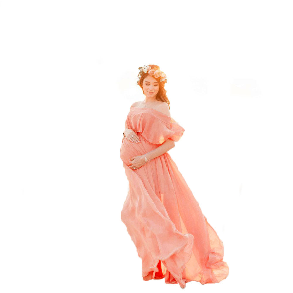 Dame Flydende Off-Shoulder Graviditetskjole Stilla