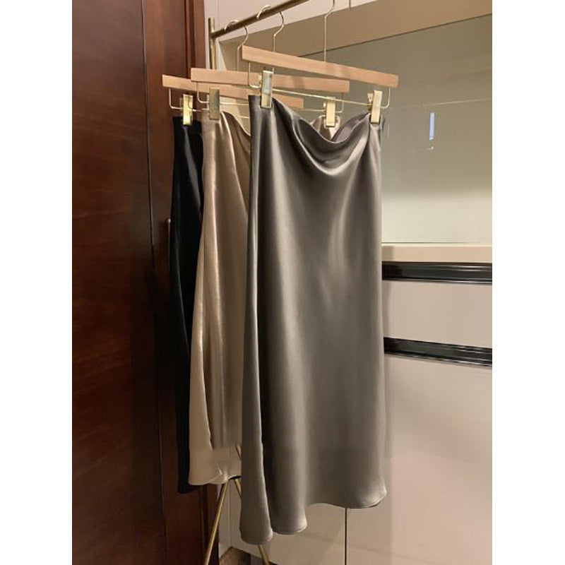 Damer elegant Midi-nederdel i blank satin Stilla