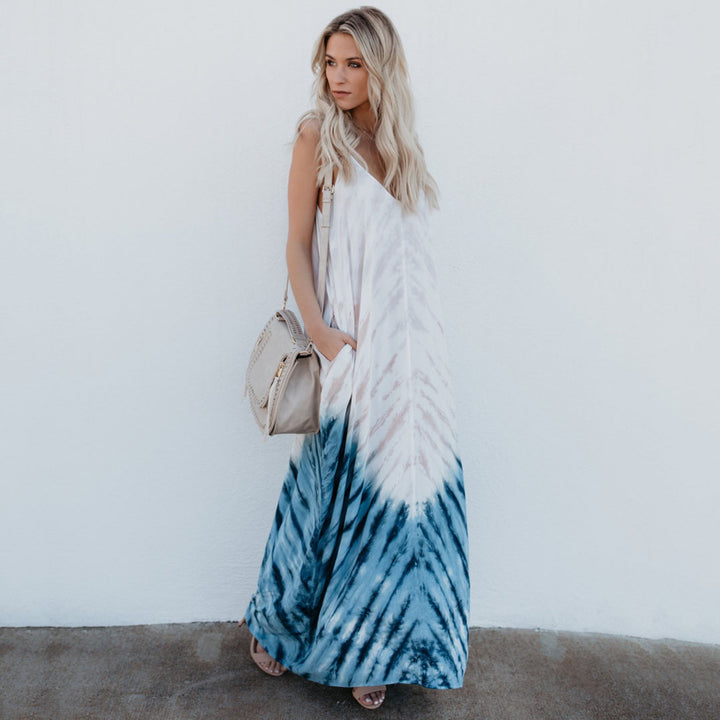 Dame Længde Boho Maxikjole med sofistikeret Batik-design og praktisk lomme stil Stilla