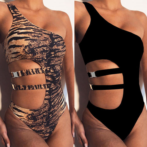 Dame Cut-Out Én-delt Badedragt med asymmetrisk design og stilige stropper Stilla