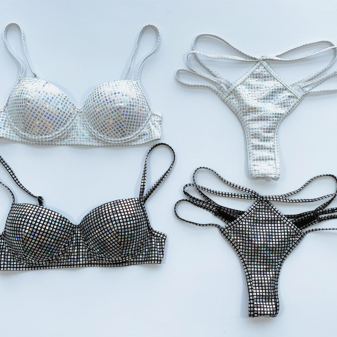 Dame Glitrende Bikini med justerbare stropper og spændende mønster Skovae
