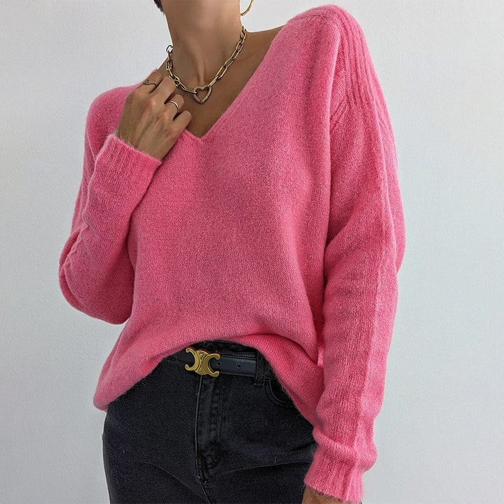 Stilla | Smuk Ensfarvet Pullover Med Lange Ærmer