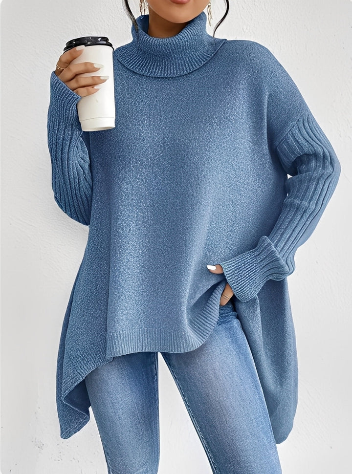 Stilla | Elegant Lang Damepullover med Rullekrave