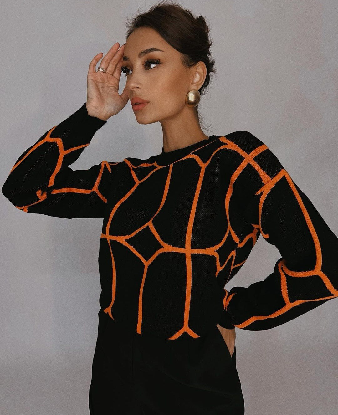 Stilla | Bluse i geometrisk farve-strik