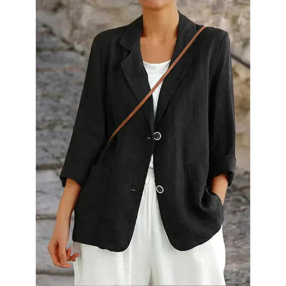 Stilla | Sofistikeret Stilfuld Hør Blazer