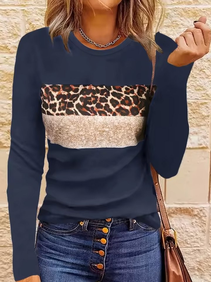Stilla | Langærmet T-shirt med leopardmønster