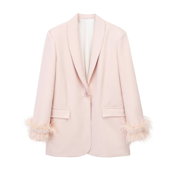 Stilla | Lige Blazer Med Fjer Og Bukser