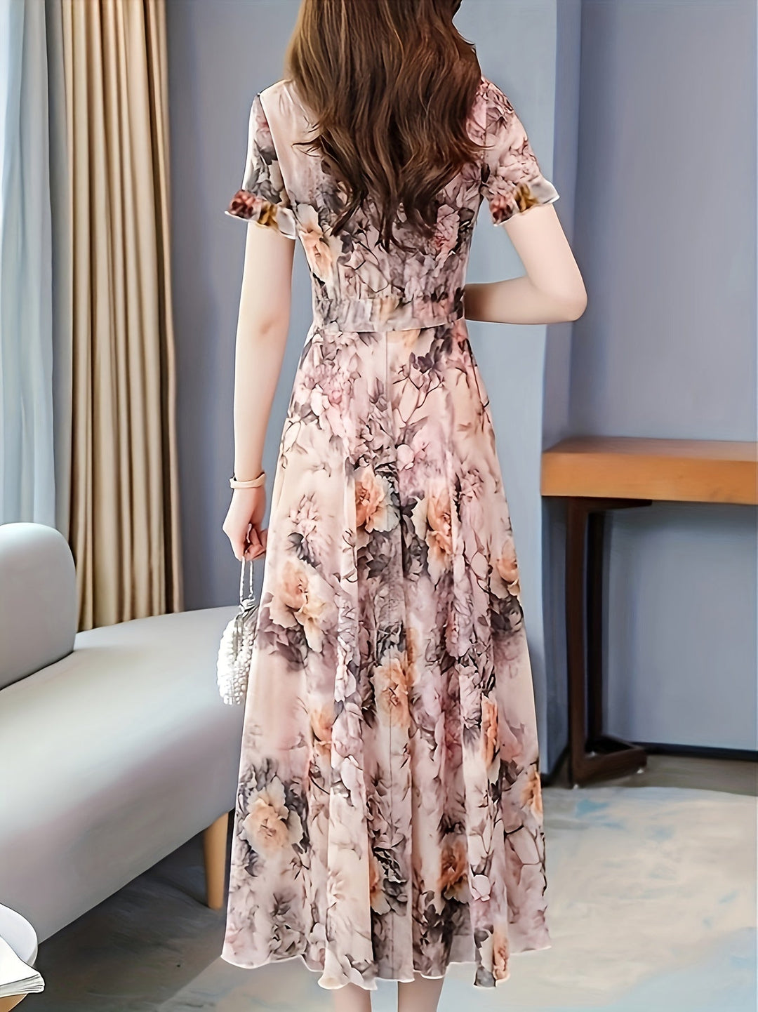 Stilla | Let It Go Chiffon Kjole Med Pæonblomster