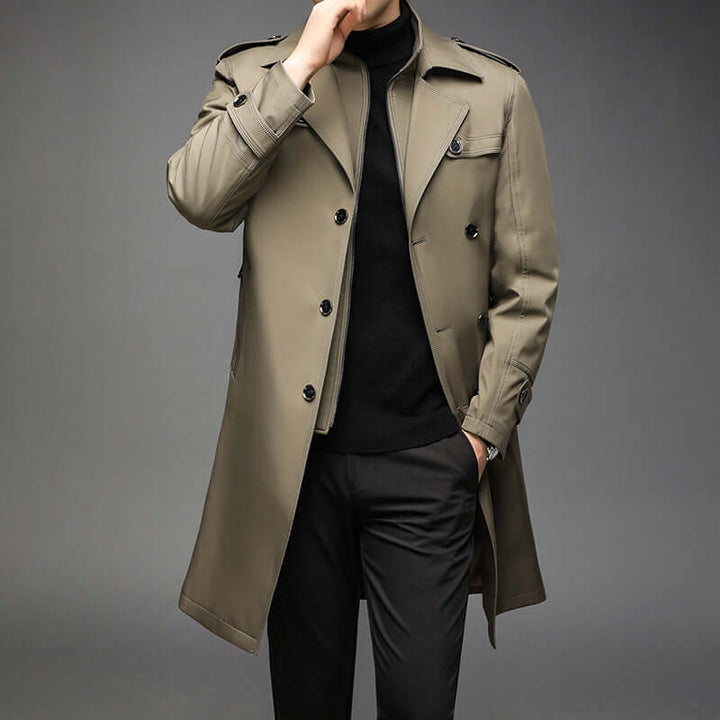 Stilla | Herrens dobbeltbrystet trenchcoat