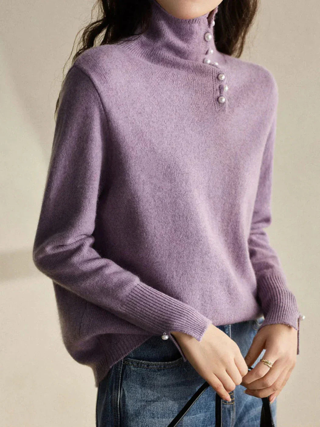 Stilla | Lilla Rullekravepullover Med Knapper Avaweinlese