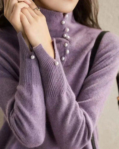Stilla | Lilla Rullekravepullover Med Knapper Avaweinlese