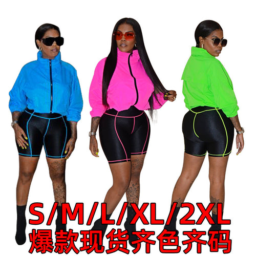 Dame Sporty Sæt med luftig Jakke og figursyet Cykelshorts Stilla