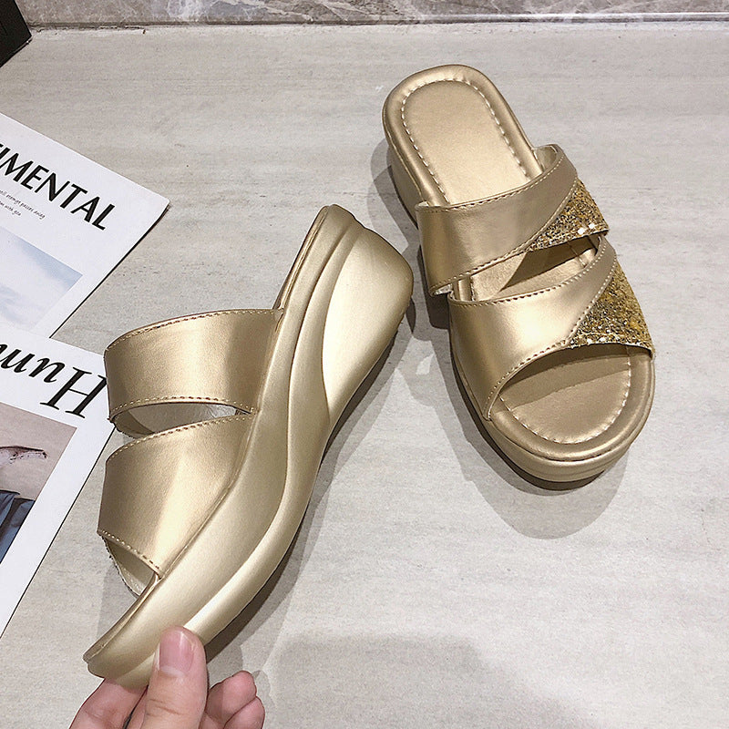 Dame Komfort-sandaler med funklende glimmer og ergonomisk fodseng Stilla